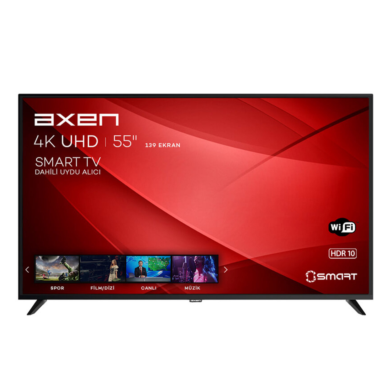 AXEN 55 139 Ekran 4K Ultra HD Uydu Alıcılı Android Smart LED TV Kare