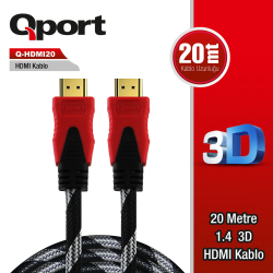 Qport 20M Altin U&Ccedil;Lu Hdmi Kablo 1.4V (Q-Hdmi20)